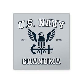 CafePress U.S. Navy Grandma Blue and White Square Bumper Sticker Car Decal