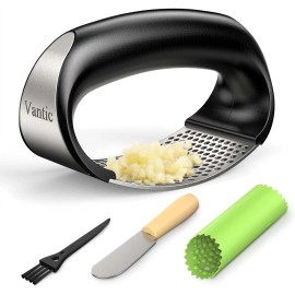Vantic Garlic Press Rocker - Stainless Steel Crusher, Mincer and Green