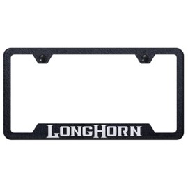 Au-TOMOTIVE GOLD Laser Etched Logo Cut-Out License Plate Frame for Dodge Longhorn (Rugged Black)