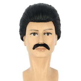 Adult Short Mens Black 70s80s Rocker Wig Anime Wig