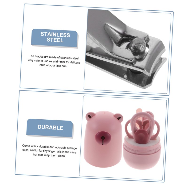 Kisangel 1set Nail Care Kit Nail Clippers Scissors File Tweezers