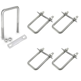 U Shackle with Thread M8, Pack of 4 U-Bolts, Stainless Steel U Bolts, U Bracket with Nuts & Frame Plate, U Screws for Installation Is Stable, Lashing Bracket (60 x 100 mm)