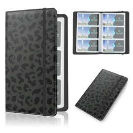 Kakurookie Floral Business Card Book Holder Organizer for Women, 240 Card Capacity, Stylish Name Card and Credit Card Holder for Professionals (Leopard-Black)