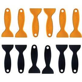 12pcs Thickened Scraper Tool Multiple Purposes Plastic Scraper Putty Knife removal shovel Tool Set ((Black & Yellow))