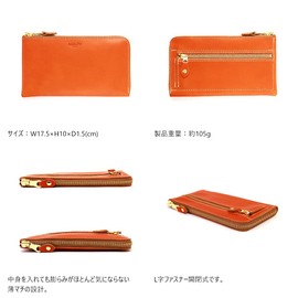 Agility affa Long Wallet, L-Shaped Zipper, Compact Wallet, Thin Wallet, Slit, 10 Pieces, Vertical, Leather, Thin, Slim, Black