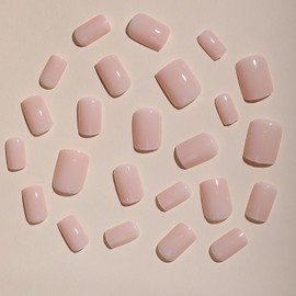 Short Press On Nails Square Fake Nails Acrylic Nails Press Ons Nude Pink False Nails With Artificial Glossy Designs Full Cover Glue On Nails Short Stick On Nails For Women