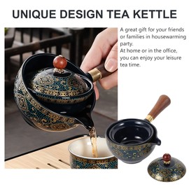 Ceramic Teapot Rotating Tea Maker: Vintage Teapot 360 Degree Rotation Kong Fu Teapot Chinese Tea Dispenser Teaware Tea Kettle for Loose Tea Ceramic Tea Maker