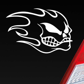 Car Sticker in your favourite colour Skull Flame Head Skull Flame Skull 10x15 cm Car Window Sticker, matte white