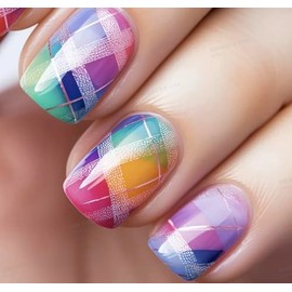 Curvlife Press On Nails Stick On Short Design Acrylic Stick On Nails Tips Glue On False Nails Kit For Women (multicolor, Medium)