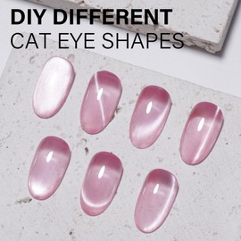 AILLSA Glass Cat Eye Gel Nail Polish, 15ml Pink Glitter Jelly Sheer Gel Polish, Translucent Magnetic Shimmer Sparkle Nail Art U V Salon 0.5 OZ GF36