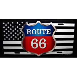 DIGIART INTERNATIONAL ROUTE 66 AMERICAN TACTICAL FLAG METAL NOVELTY CAR LICENSE PLATE AUTO TAG