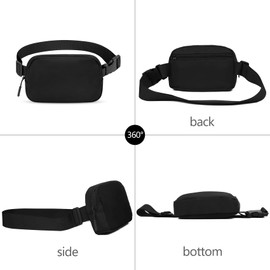 jealkip Fanny Pack Crossbody Bag for Women and Men, Belt Bag for Hiking Bum Bag with Adjustable Strap, Waist pack for Running Workout Sports Travel Black