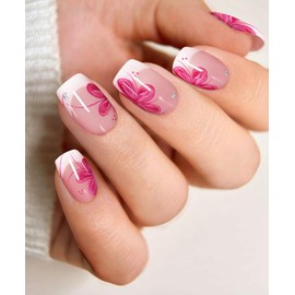 JMEOWIO Flower French Tip Nail Foil UV Hardening Gel Nail Strip Sticker