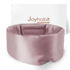 Joyhabit Silk Sleep Mask for Men and Women, Extra Large and Adjustable Eye Mask in Cloud Curve Design, for Breaks and Night Sleep, Pink