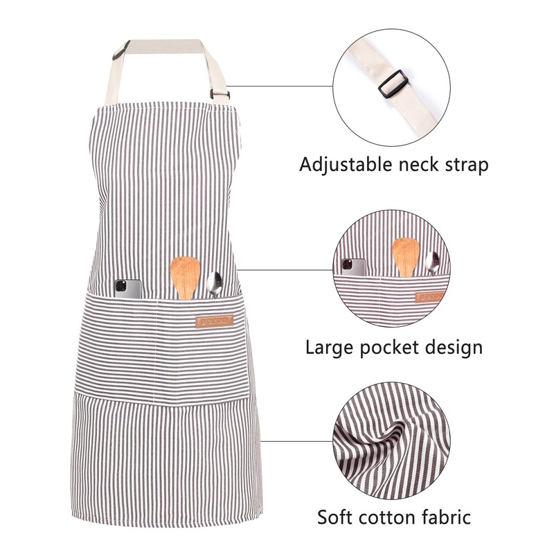 ARBINSON 2 Pack Cooking Aprons Adjustable Bib Apron for Women