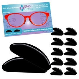 GMS Optical 1.8mm Reg-Thin/19mm Long Length - Anti-Slip Adhesive Contoured Soft Silicone Eyeglass Nose Pads with Super Sticky Backing (2 sets / 5 Pack)(10 Pair)(Black)