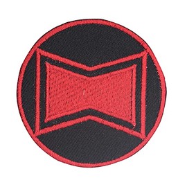 LUQI Widow Super Hero Movie Logo Iron On Sew On Embroidered Patch Badge Applique for Clothes Shirts Jeans etc, Black And Red, 7CM x 7CM