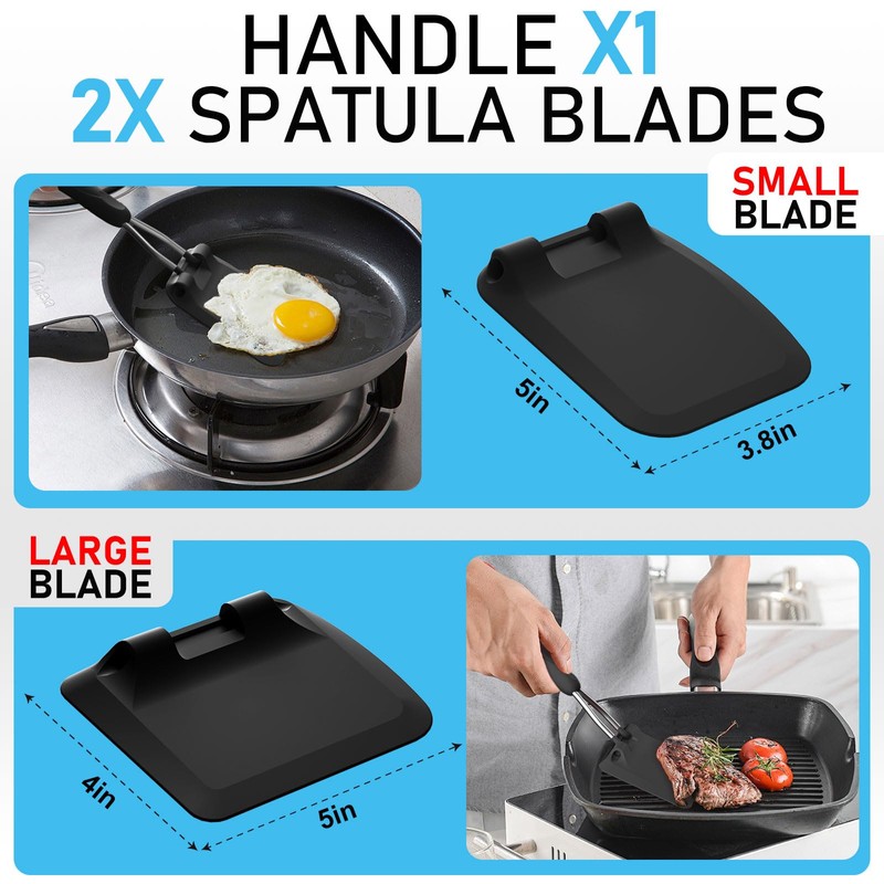 MFTEK Silicone Spatula Set, Eggs Flipper, Adjustable Angle Spatula Turner