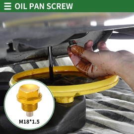 Motoforti Universal Oil Pan Screw Oil Drain Plug Sump Drain Nut Bolt, M18x1.5, Aluminium Alloy, Gold Tone, 1 Set
