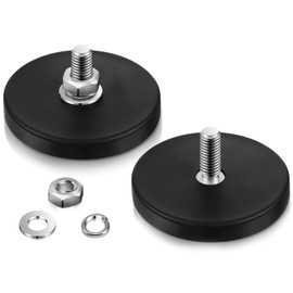 Magnet Base, Set of 2, Diameter 1.7 inches (43 mm) with M6 Screws, Neodymium Magnet Base with Stud, Strong Magnetic Suction Cup, Rubber Cover, Anti-Scratch, Vertical Tensile Strength, 18.7 lbs (8.5 kg