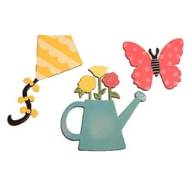22018m Spring Set with Yellow Kite, Pink Butterfly and Watering Can Bouquet Set of 3 Magnets F