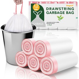 1.2 Gallon Trash Bags Drawstring for Bathroom - Magesh 125 Count Mini Small Garbage Bag Unscented Strong Thick Plastic Trash Can Liners for Toilet Home Office and Bedroom