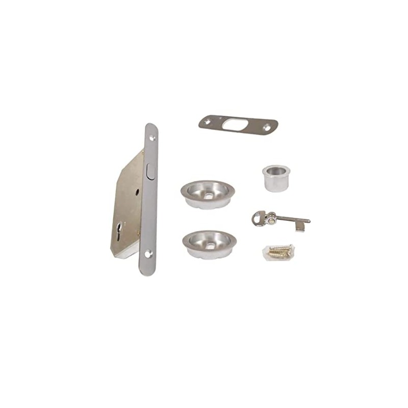 bricoleva.it Sliding Door Lock Set Round Rosette with Key Handle
