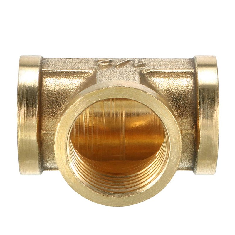 sourcing map Brass Tee Pipe Fitting 1/2 PT Female Thread