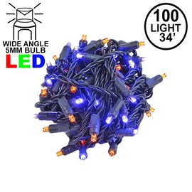 Novelty Lights Purple/Amber LED Christmas String Lights - UL Listed Indoor/Outdoor Light Set w/ 100 Mini Bulbs for Christmas Tree, Patio, Wedding Decor - (Black Wire, 34' Long)