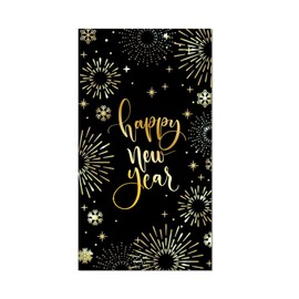 40 Pcs Happy New Year's Paper Napkins Disposable Party Napkins - Black and Gold Festive Design with "Happy New Year's" Wishes, 8x4.5 Inches for Xmas Winter Holiday Celebrations, New Years Eve Parties