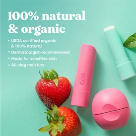 eos 100% Natural & Organic Lip Balm Sphere- Vanilla Bean, All-Day Moisture, Made for Sensitive Skin, 4g, 2-Pack