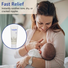Natural Lanolin Nipple Cream: Soothing Nipples Cream Single Ingredient | Soothes Cracked & Sore Nipples | No Need to Remove Safe for Baby & Mom - 50g/1.76oz