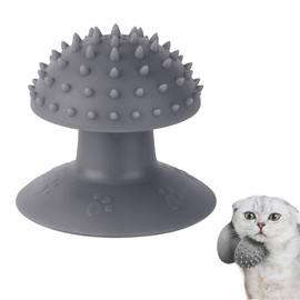 Grey Cat Corner Self Groomer - Remove Loose Fur, Removable Design for Cleaning, Massage Combs for Short and Long Fur, Grooming Brushes for Cats and Kittens