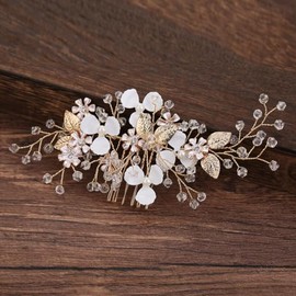FRCOLOR Peineta De Boda Con Hojas Doradas Y Flores Para Novia Tocado Ligero Elegante Accesorio Para El Cabello En Bodas Y Fiestas
