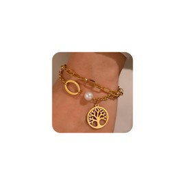 TTPSRY Women's Bead Bracelet, Tree Bracelets with Charms, Fashionable, Personally Designed Bracelets, Ideal for Everyday and Party Wear, Cubic Zirconia