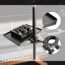 Universal Microphone Stand Tray,Adjustable Clamp-On Rack Tray Holder,Microphone Stand Plastic Tray with Clamp,Mic Rack Stand for Live Broadcast, Live Streaming,Karaoke