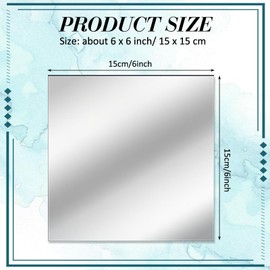 Soaoo 50 Pcs Square Glass Mirror Tiles 6 Inch Square Mirror Mosaic Mirror Panels Glass Tile Craft Mirror for DIY Crafts Projects Supplies Decoration Centerpieces Home Wall Table Ceiling Decor