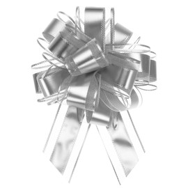 Unifizz 12pcs 9 Inch Silver Large Pull Bow Metallic Gift Bows for Wedding Baskets Christmas Party Car Gifts Wrapping