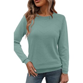 Newshows Jumpers for Women UK Ladies Long Sleeve Knitted Sweater Crew Neck Autumn Winter Casual Pullover Tops Grey Green