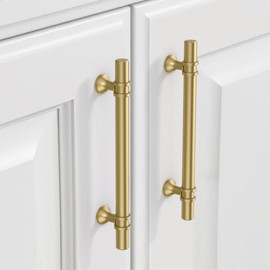 9BUILD 10 Pack 128mm Brushed Gold Kitchen Cupboard Handles Kitchen Door Handles Drawer Handles Zinc Alloy Gold Kitchen Handles Wardrobe Handles Cabinet Handles Cupboard Door Handles