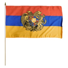 Trade Winds Coat of Arms Armenia Armenian 12x18 12"x18" 100D Polyester Stick Flag 30" Wooden Staff