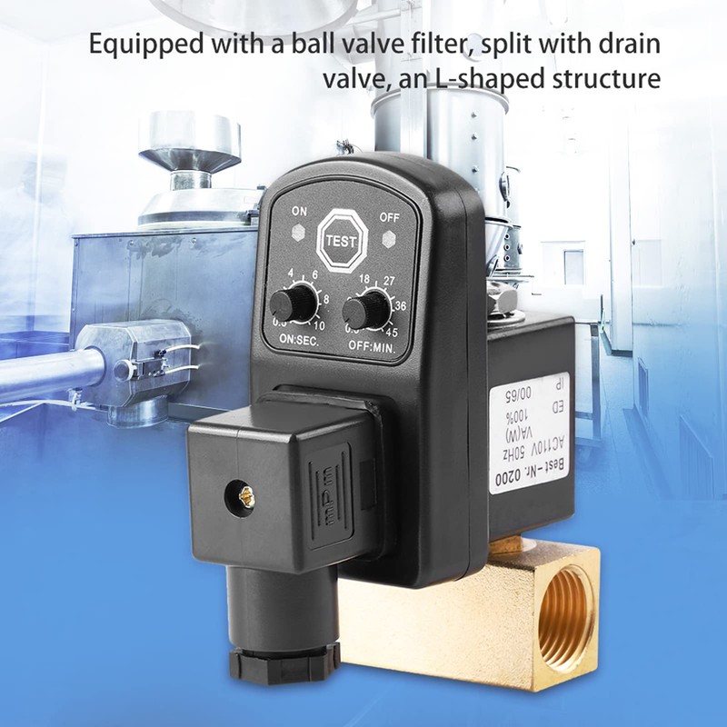 Automatic Drain Valve, G1/2 DN15 Automatic Electronic Timed Drain Valve