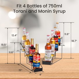 Mustry Coffee Syrup Rack for Coffee Bar Accessories, Fits with Torani and Monin Syrup, Coffee Bar Organizer Holds 4 Bottles