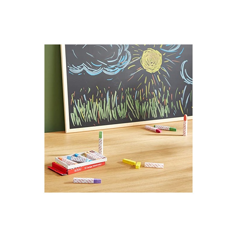 Herlitz Chalk, 12 Pieces in Hanging Pack, Assorted Colours