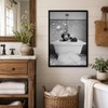 Framed Chimpanzee Bathroom Wall Art, Fun Black And White Monkey