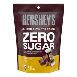 HERSHEY'S Zero Sugar Chocolate with Almonds Candy Bars, Individually Wrapped, Aspartame Free, 5.1 oz Bag