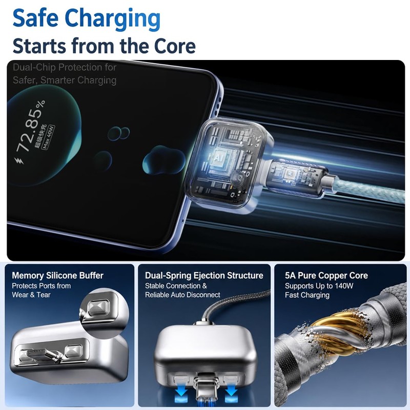 MBODMI Auto Stop Charging Adapter – USB-C Fast Charger with