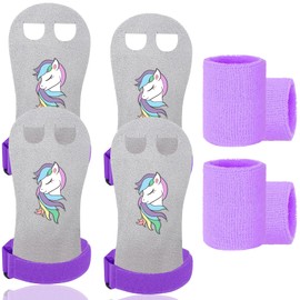 FINGER TEN Sports Gloves Children's Gymnastics Gloves Girls Youth Horizontal Gloves Grips Gymnastics Grips 2 Pairs with Bracelets, Gymnastics Bar Grips Palm Protection for Fitness (Amethyst, M)