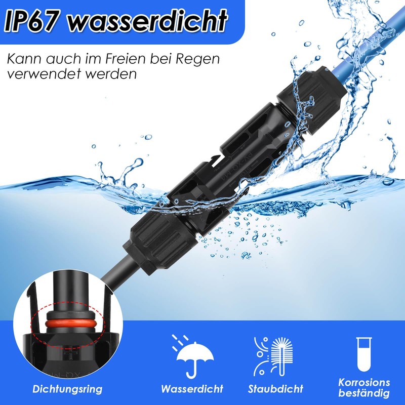 14 Pairs Solar Plugs, selizo IP67 Plug Solar Panel Plug