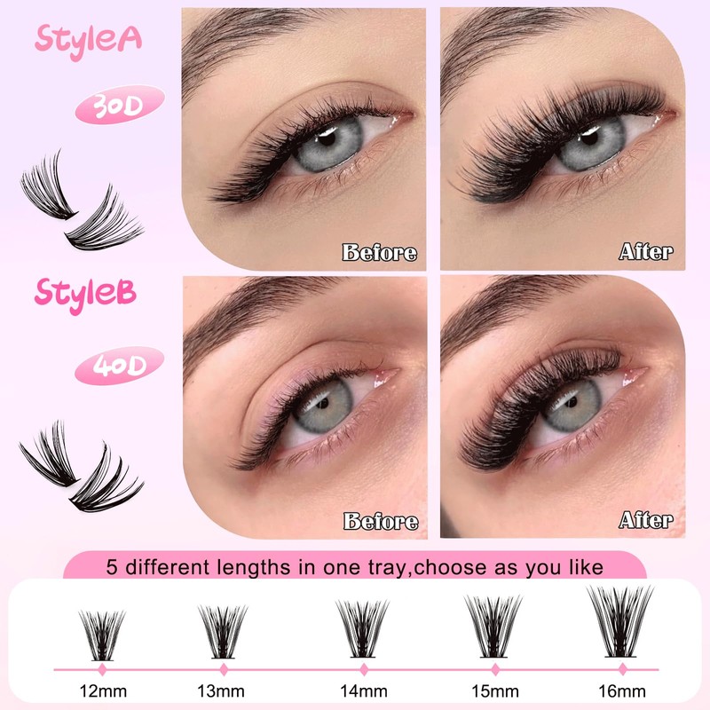 240-Piece DIY Eyelash Extensions Set, 0.07D Eyelashes, Individual False Eyelash